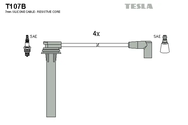 T107B TESLA Комплект проводов зажигания (фото 1)