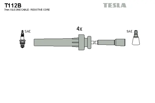 T112B TESLA Комплект проводов зажигания (фото 1)