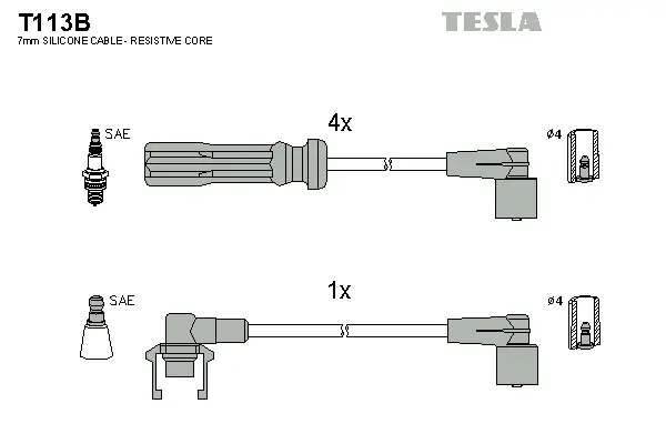 T113B TESLA Комплект проводов зажигания (фото 1)