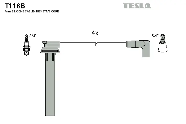 T116B TESLA Комплект проводов зажигания (фото 1)