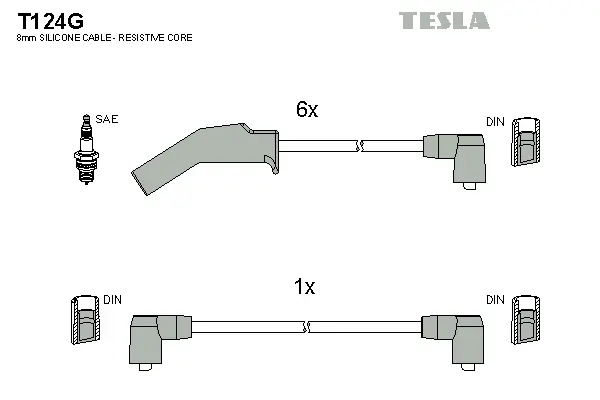 T124G TESLA Комплект проводов зажигания (фото 1)