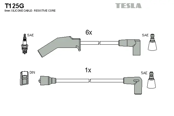 T125G TESLA Комплект проводов зажигания (фото 1)