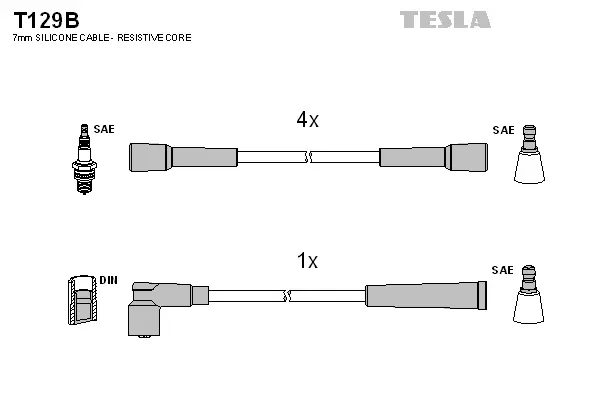 T129B TESLA Комплект проводов зажигания (фото 1)