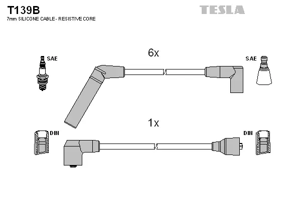 T139B TESLA Комплект проводов зажигания (фото 1)