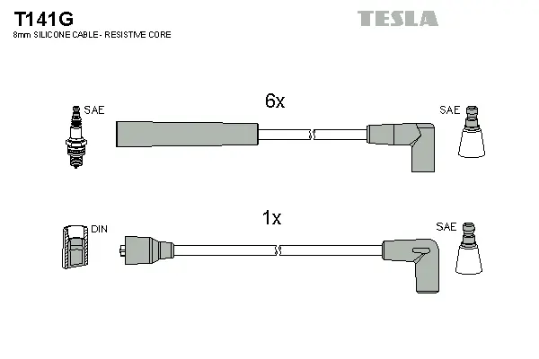 T141G TESLA Комплект проводов зажигания (фото 1)