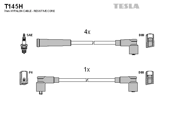 T145H TESLA Комплект проводов зажигания (фото 1)