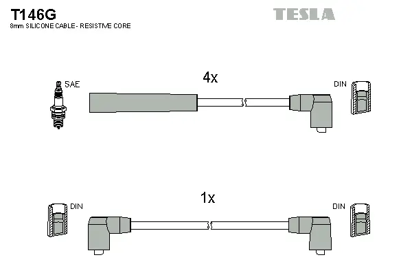 T146G TESLA Комплект проводов зажигания (фото 1)