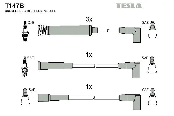 T147B TESLA Комплект проводов зажигания (фото 1)