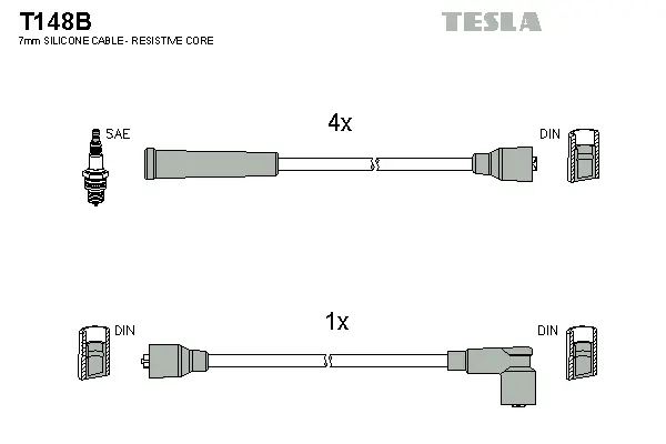 T148B TESLA Комплект проводов зажигания (фото 1)