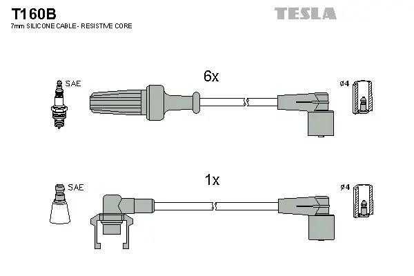 T160B TESLA Комплект проводов зажигания (фото 1)