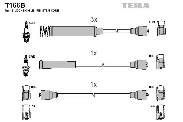 T166B TESLA Комплект проводов зажигания (фото 1)