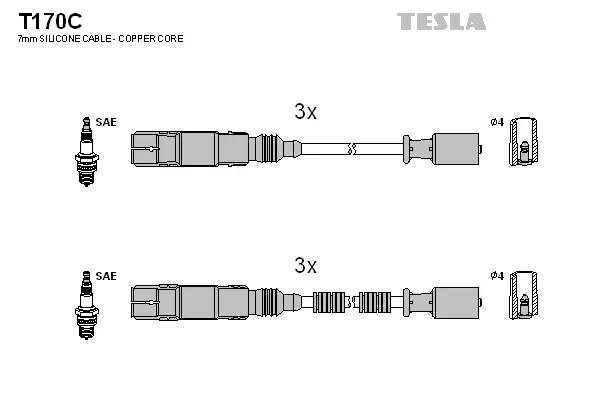 T170C TESLA Комплект проводов зажигания (фото 1)