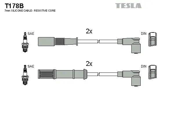T178B TESLA Комплект проводов зажигания (фото 1)