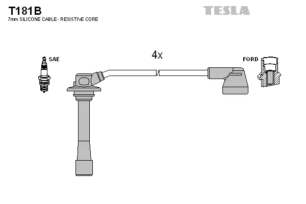T181B TESLA Комплект проводов зажигания (фото 1)