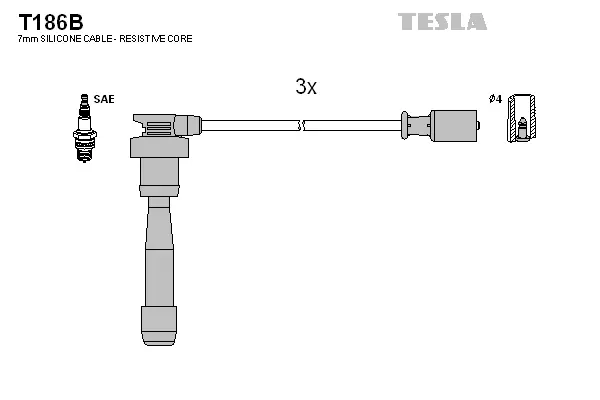 T186B TESLA Комплект проводов зажигания (фото 1)