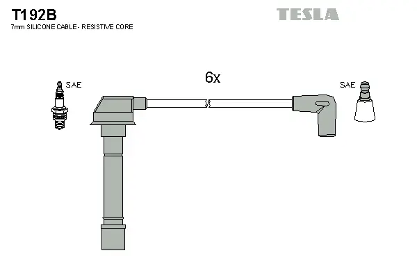 T192B TESLA Комплект проводов зажигания (фото 1)