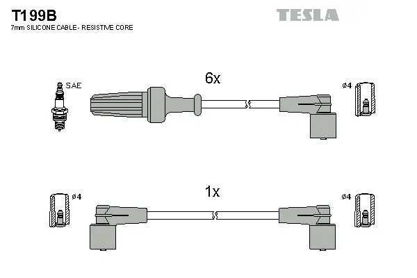 T199B TESLA Комплект проводов зажигания (фото 1)