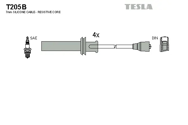 T205B TESLA Комплект проводов зажигания (фото 1)
