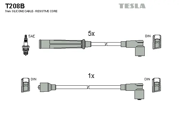 T208B TESLA Комплект проводов зажигания (фото 1)