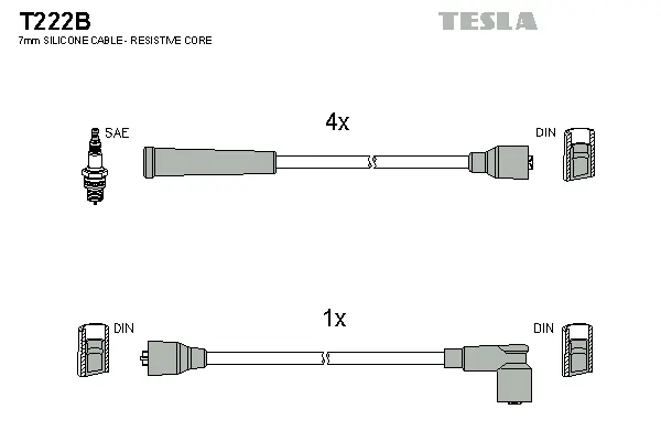 T222B TESLA Комплект проводов зажигания (фото 1)