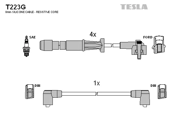 T223G TESLA Комплект проводов зажигания (фото 1)