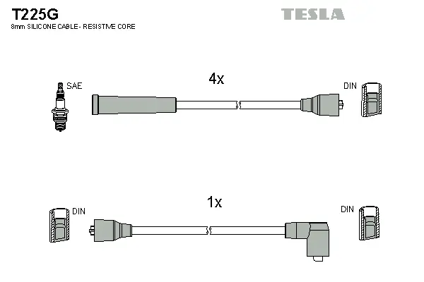 T225G TESLA Комплект проводов зажигания (фото 1)