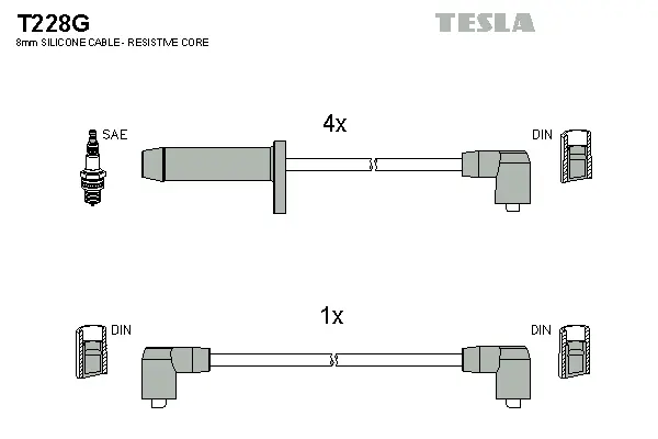 T228G TESLA Комплект проводов зажигания (фото 1)