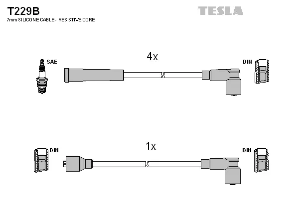 T229B TESLA Комплект проводов зажигания (фото 1)