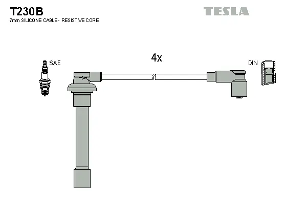 T230B TESLA Комплект проводов зажигания (фото 1)