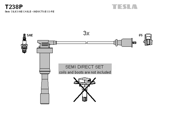 T238P TESLA Комплект проводов зажигания (фото 1)