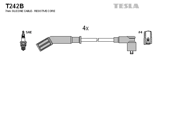 T242B TESLA Комплект проводов зажигания (фото 1)