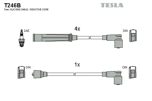 T246B TESLA Комплект проводов зажигания (фото 1)