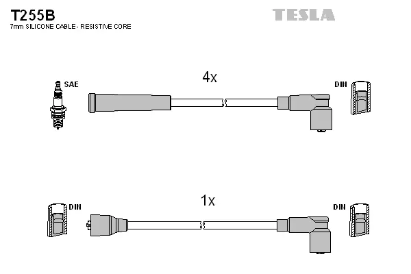 T255B TESLA Комплект проводов зажигания (фото 1)
