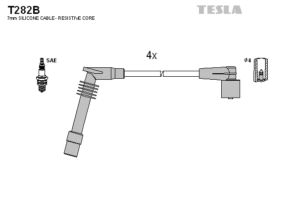 T282B TESLA Комплект проводов зажигания (фото 1)