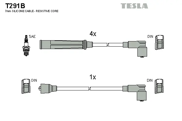 T291B TESLA Комплект проводов зажигания (фото 1)