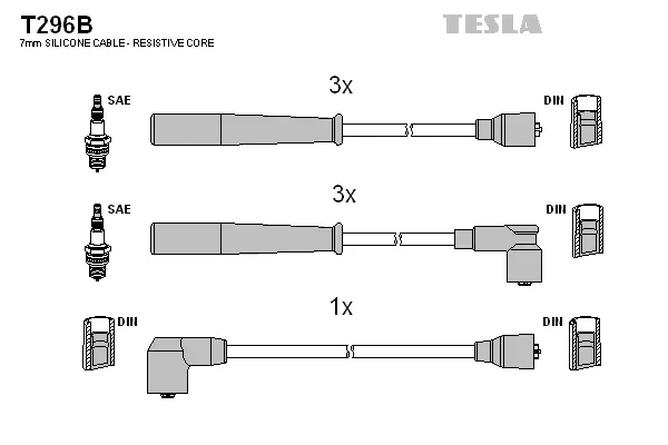 T296B TESLA Комплект проводов зажигания (фото 1)