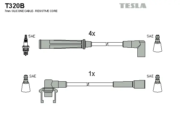 T320B TESLA Комплект проводов зажигания (фото 1)
