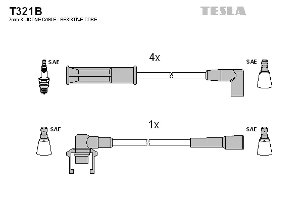 T321B TESLA Комплект проводов зажигания (фото 1)
