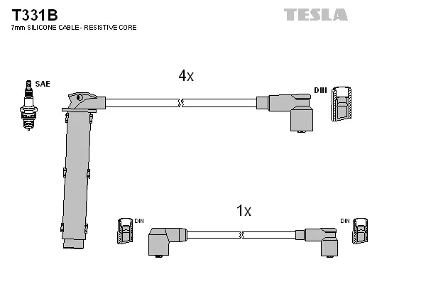 T331B TESLA Комплект проводов зажигания (фото 1)