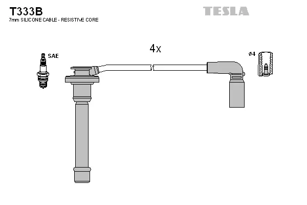 T333B TESLA Комплект проводов зажигания (фото 1)
