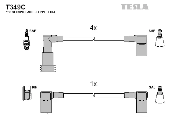 T349C TESLA Комплект проводов зажигания (фото 1)