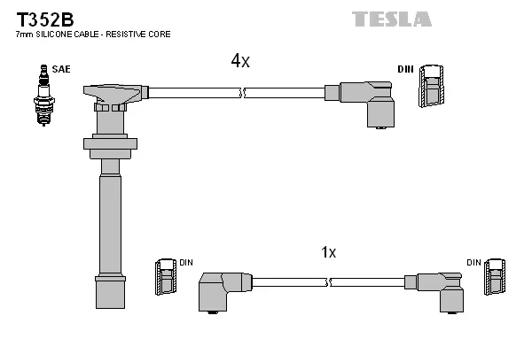 T352B TESLA Комплект проводов зажигания (фото 1)