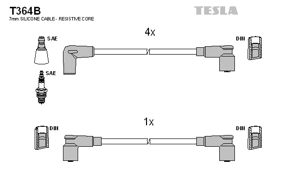 T364B TESLA Комплект проводов зажигания (фото 1)