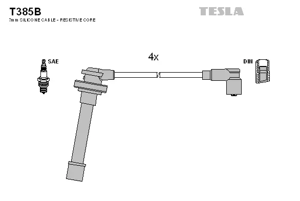 T385B TESLA Комплект проводов зажигания (фото 1)