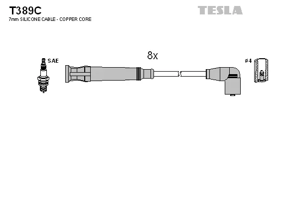 T389C TESLA Комплект проводов зажигания (фото 1)