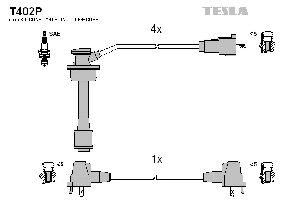 T402P TESLA Комплект проводов зажигания (фото 1)