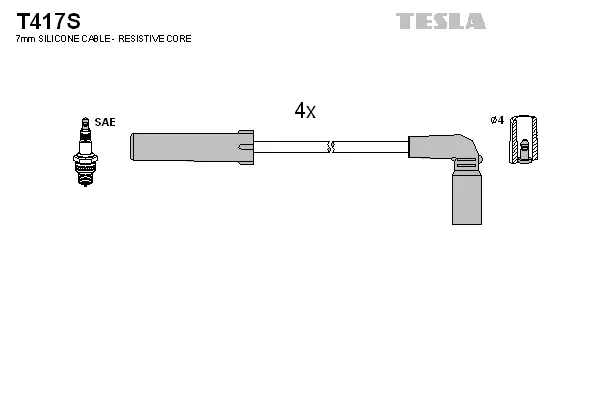 T417S TESLA Комплект проводов зажигания (фото 1)