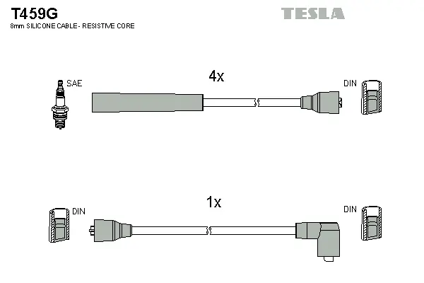 T459G TESLA Комплект проводов зажигания (фото 1)