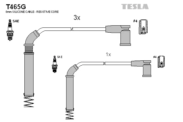 T465G TESLA Комплект проводов зажигания (фото 1)