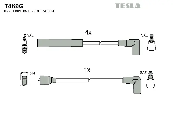 T469G TESLA Комплект проводов зажигания (фото 1)